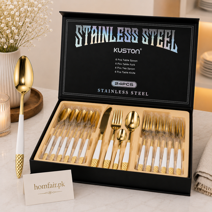 Premium 24-Piece Stainless Steel Cutlery Set with Gift Box