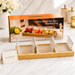 3 Bowl Glass Snack Serving Set with Bamboo Tray