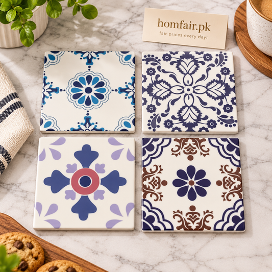 Danny Home Premium Porcelain Coaster – Practical Kitchen Essential for 10cm, set of 12 for Everyday Use