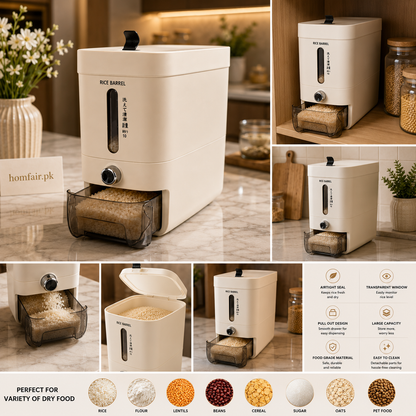 5KG Airtight Rice Storage Container – Pull-Out Grain Dispenser