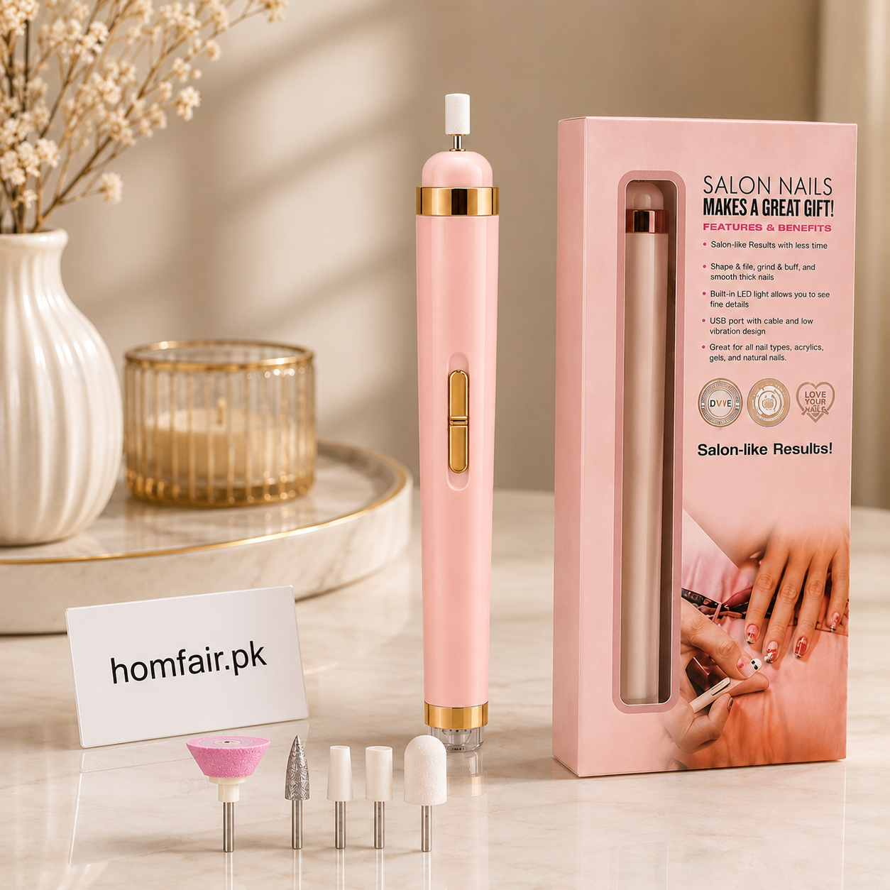Rechargeable Electric Nail Drill Pen Kit USB Portable Manicure & Pedicure Tool