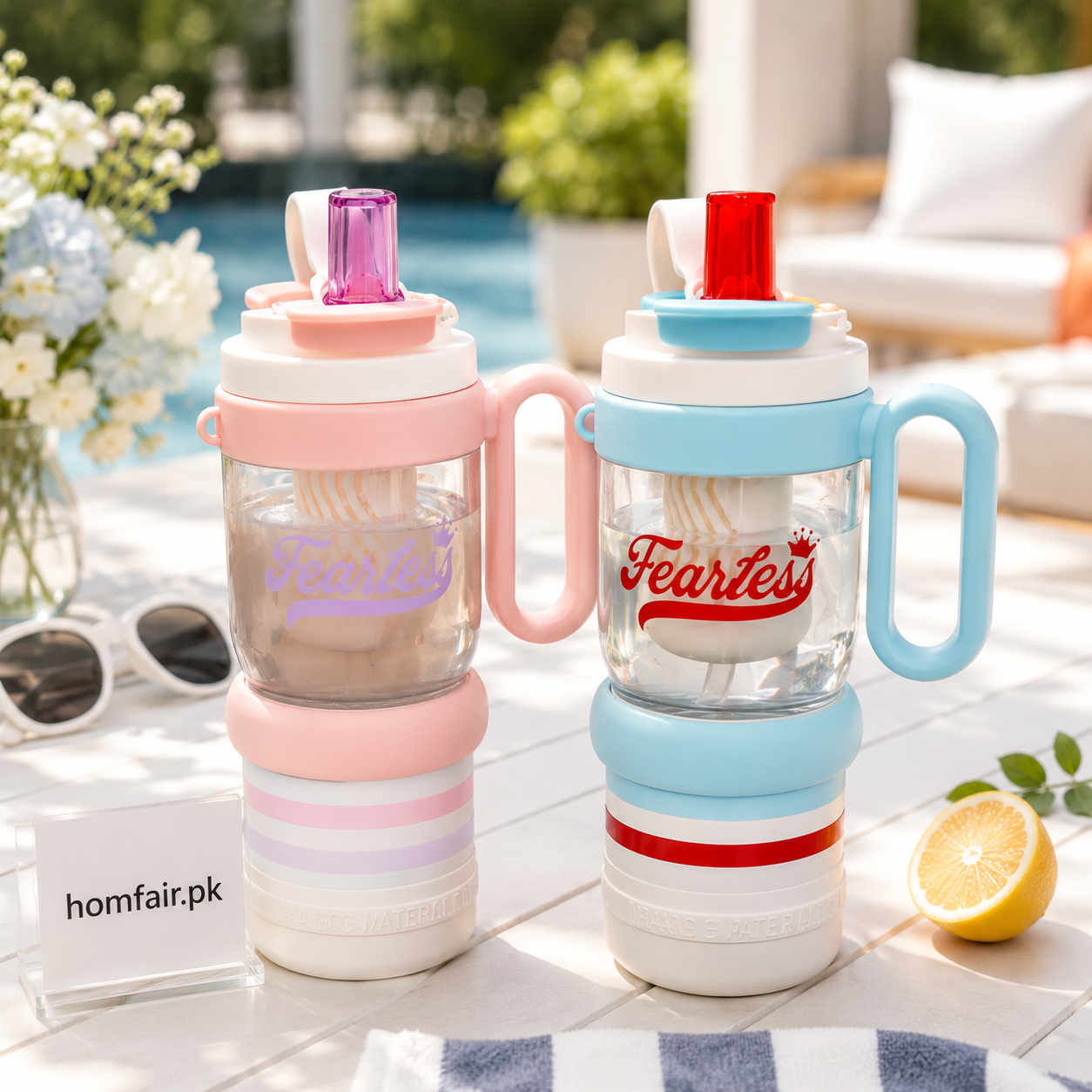 2500ml Multifunction Sports Water Bottle with Handle & Straw