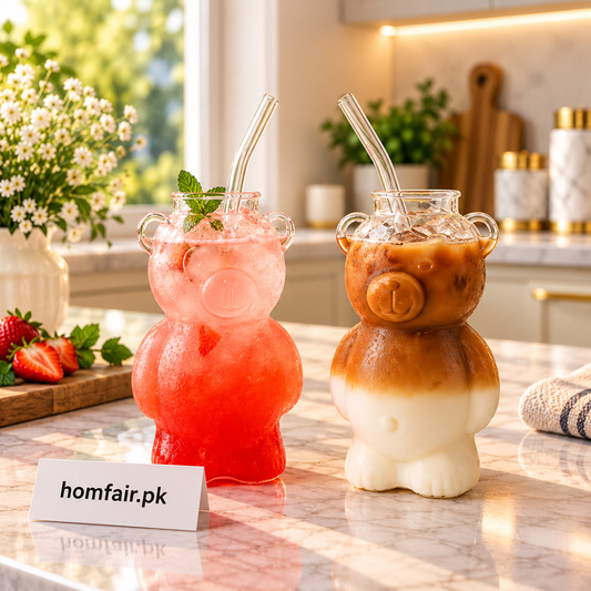 Ice Tea Bear Bottle 500ml – Cute Portable Glass Drink Bottle