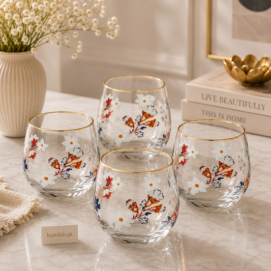 Premium Glass Drinking Set of 4 – 345ml Elegant Tableware Collection