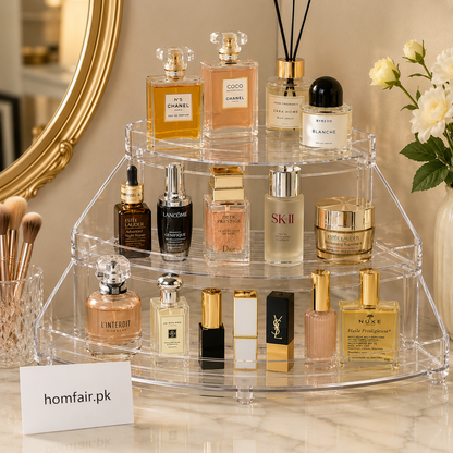 Premium 3-Tier Acrylic Corner Organizer – Perfume & Cosmetic Display Stand