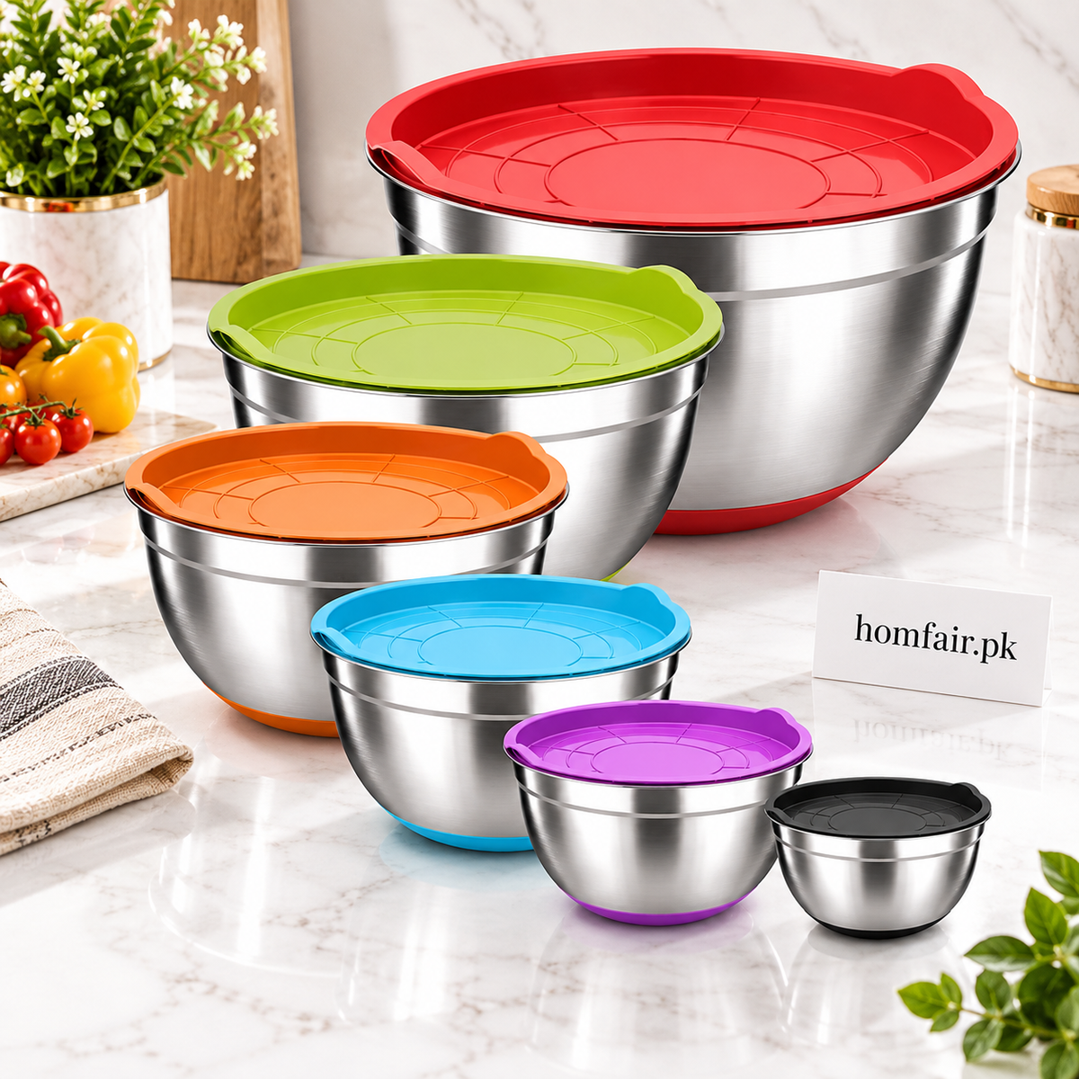 5-Piece Stainless Steel Bowl Set for Mixing, Serving and Everyday Kitchen Use