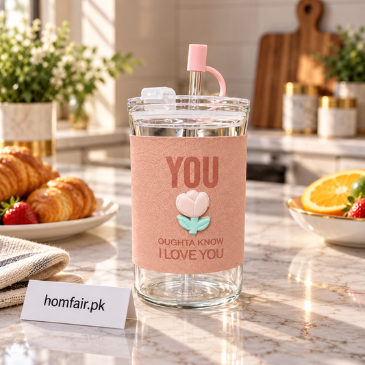 Pastel Bloom Insulated Glass Sipper – Dual-Wall Aesthetic Tumbler