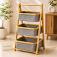 Premium Bamboo 2-Tier Storage Organizer with Removable Fabric Baskets