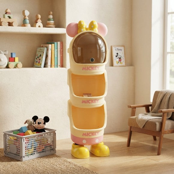 Disney-Inspired 4-Tier Kids Storage Organizer with Flip-Top Cabinet