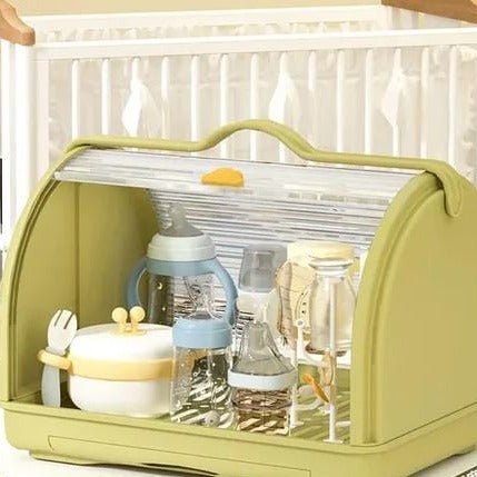 Large Covered Dish Drying Rack for Plates, Bowls, Cups and Space-Saving Storage