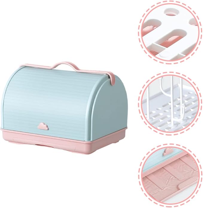 Large Covered Dish Drying Rack for Plates, Bowls, Cups and Space-Saving Storage
