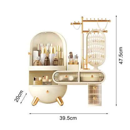 Dustproof Dressing Table Jewelry Storage Box with Drawers Elegant Organizer for Accessories