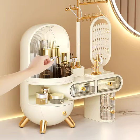 Dustproof Dressing Table Jewelry Storage Box with Drawers Elegant Organizer for Accessories
