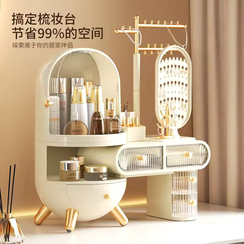 Dustproof Dressing Table Jewelry Storage Box with Drawers Elegant Organizer for Accessories