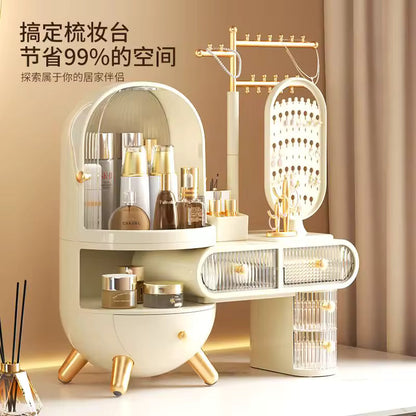Dustproof Dressing Table Jewelry Storage Box with Drawers Elegant Organizer for Accessories