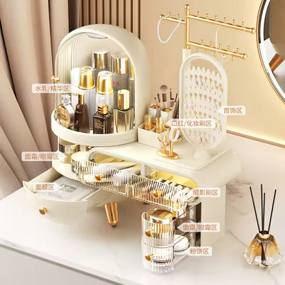 Dustproof Dressing Table Jewelry Storage Box with Drawers Elegant Organizer for Accessories