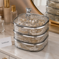 Luxury 3-Tier Glass Jewelry Organizer Box with Bear Handle