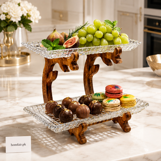 Premium 2-Tier Serving Stand – Elegant Fruit & Dessert Display