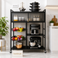 Premium Kitchen Storage Cabinet Rack with Sliding Doors & Multi-Tier Shelves