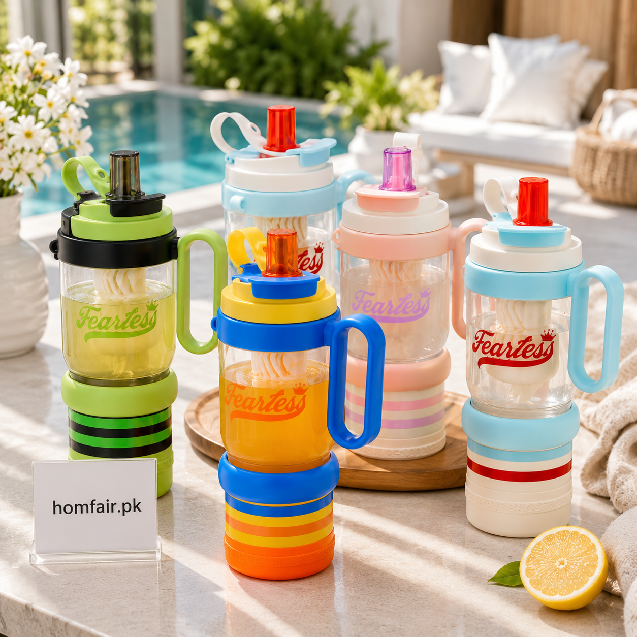 2500ml Multifunction Sports Water Bottle with Handle & Straw