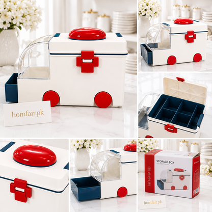 Ambulance Medicine Organizer Box – Portable First Aid & Luxury Pill Storage Case