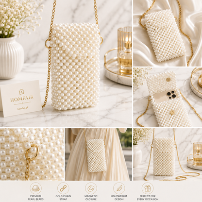 Luxury Handmade Pearl Phone Bag Mini Crossbody Mobile Pouch for Women