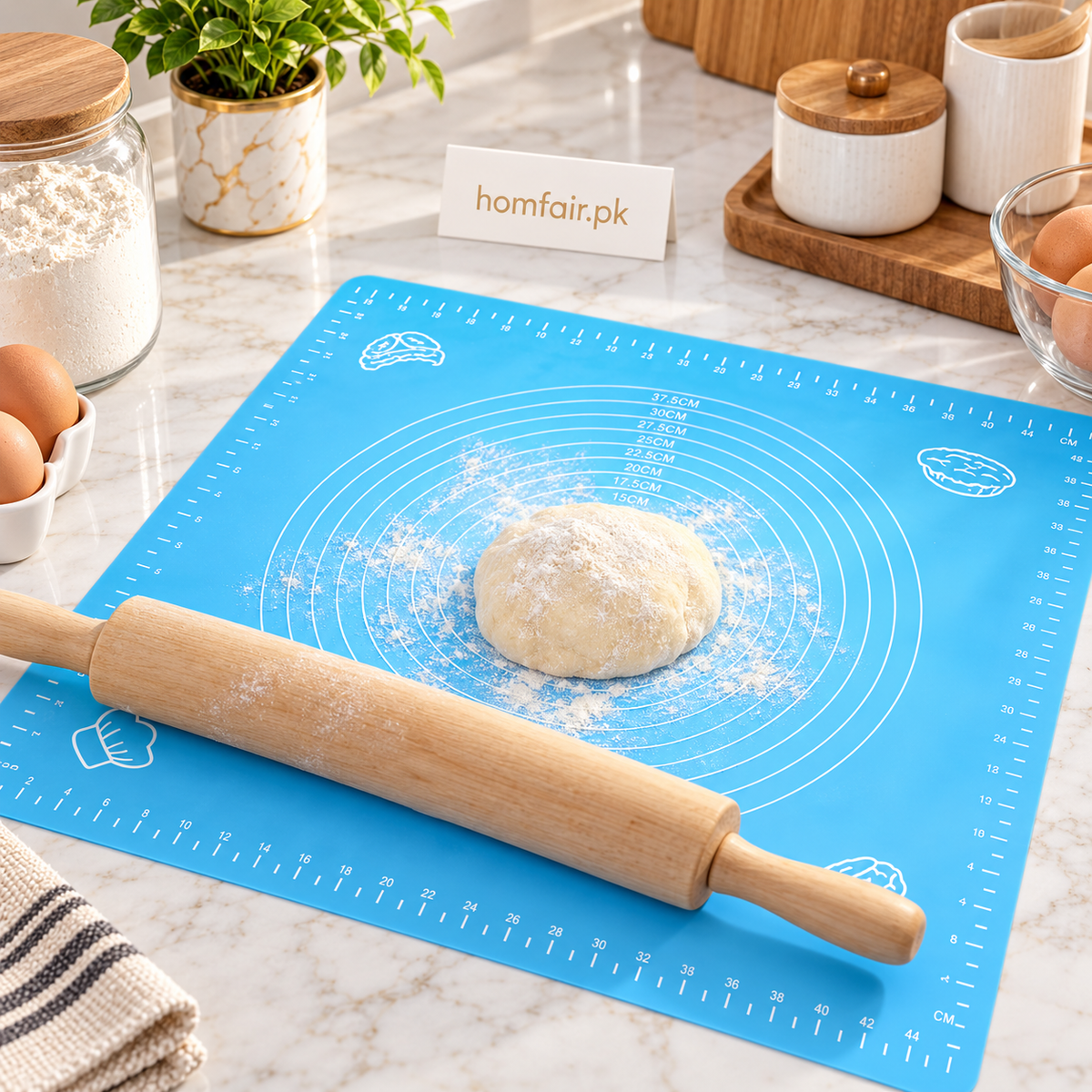 Silicone Roti & Pastry Mat with Measurements for Dough Rolling and Baking