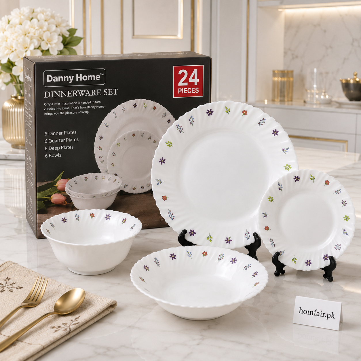 Danny Home 24pcs Meadow Blossom Dinner Set
