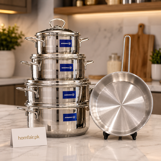 Korkmaz Astra Stainless Steel 9 Piece Cookware Set