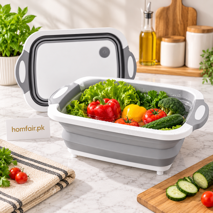 Multi-Function Cutting Board with Integrated Fruit and Vegetable Washer