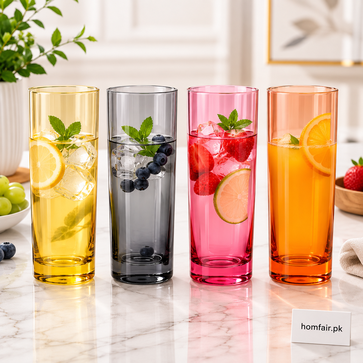 Danny Home 4-Piece Colourful Glasses – 460ml