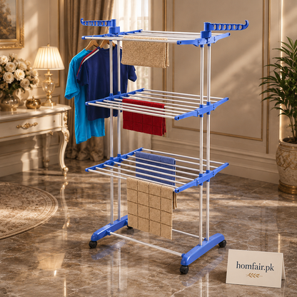 Foldable Clothes Drying Rack with 360° Wheels & Hanger Arms