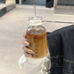 Transparent Glass Water Bottle with Straw Leakproof Drinkware