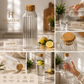 ibbed Glass Water Bottle with Natural Cork Lid