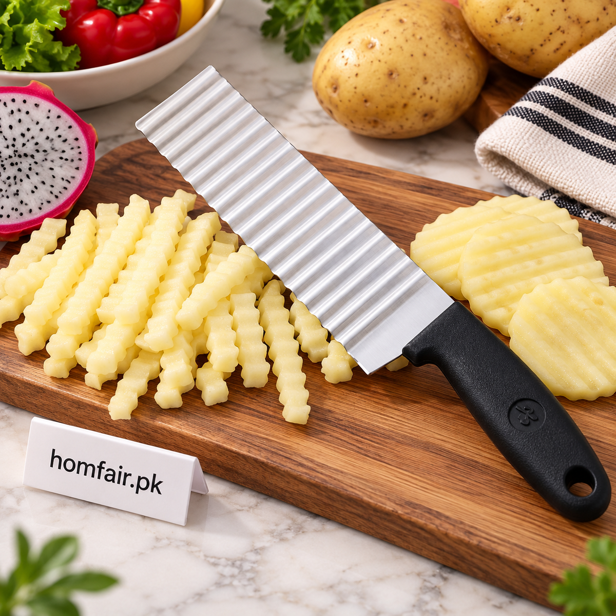 Professional Spiral Crinkle Knife for Decorative Vegetable and Potato Cuts