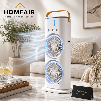 Double Headed Ice Mist Fan Rechargeable Portable Air Cooler