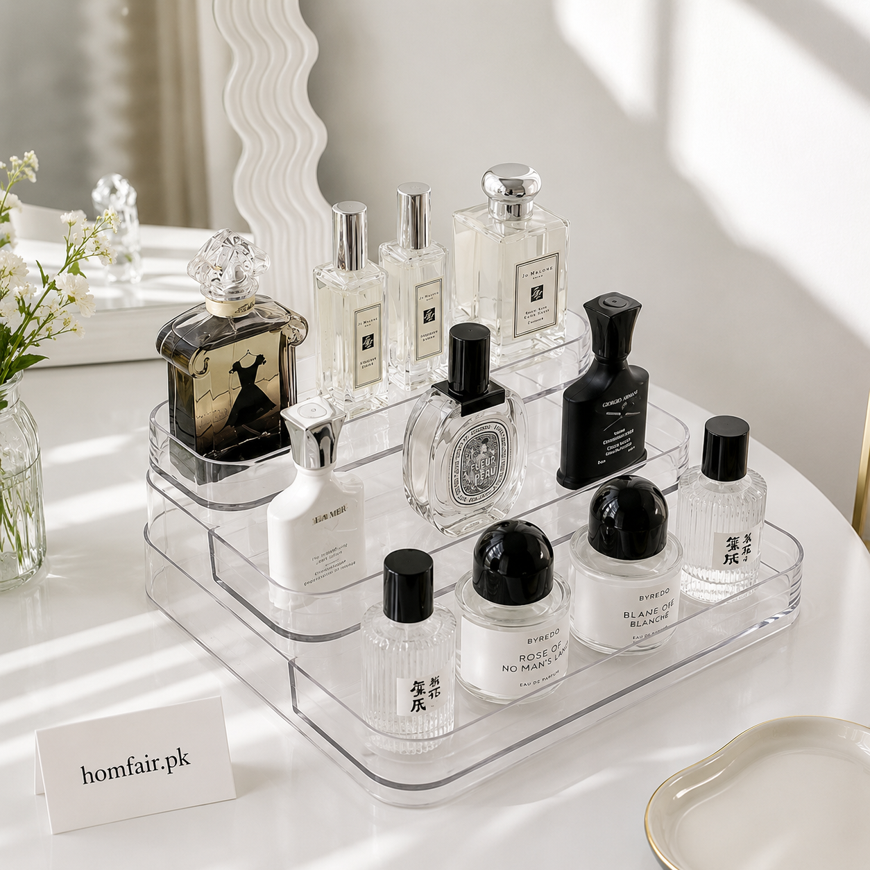 Luxury Acrylic Perfume & Skincare Display Organizer Tray