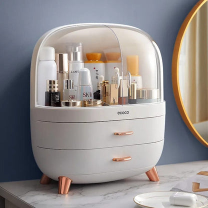 Premium Ecoco Dustproof Cosmetic Organizer Elegant Makeup Storage Box |