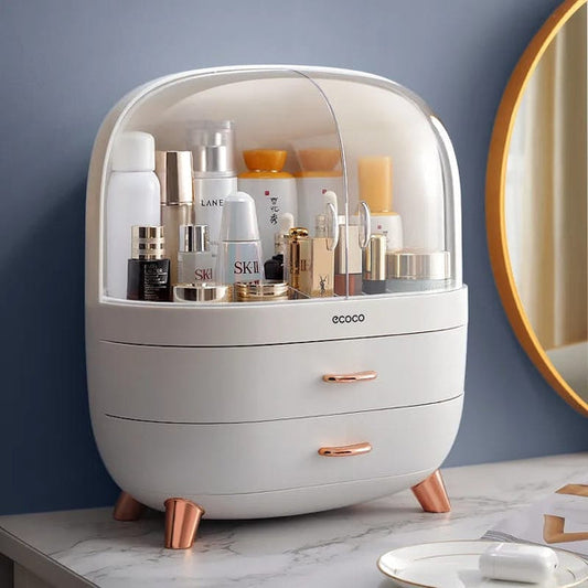 Premium Ecoco Dustproof Cosmetic Organizer Elegant Makeup Storage Box |