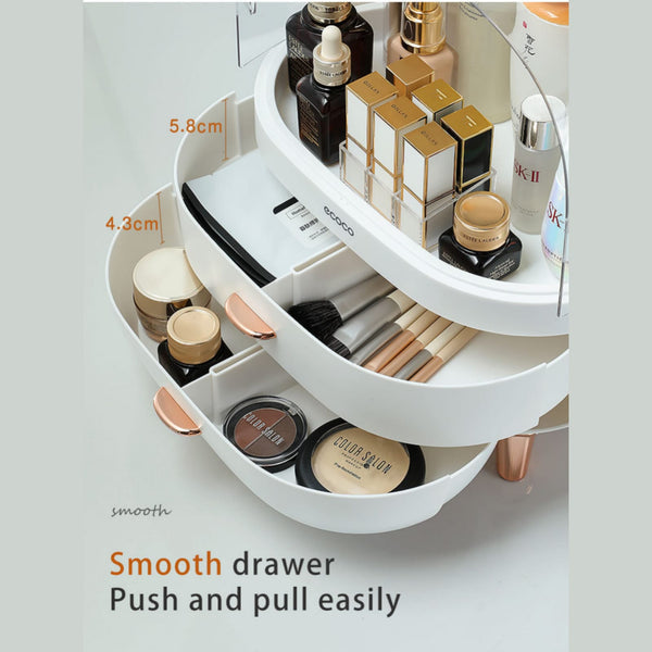 Premium Ecoco Dustproof Cosmetic Organizer Elegant Makeup Storage Box |