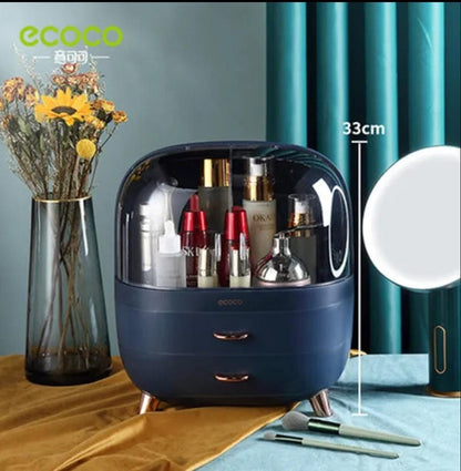 Premium Ecoco Dustproof Cosmetic Organizer Elegant Makeup Storage Box |