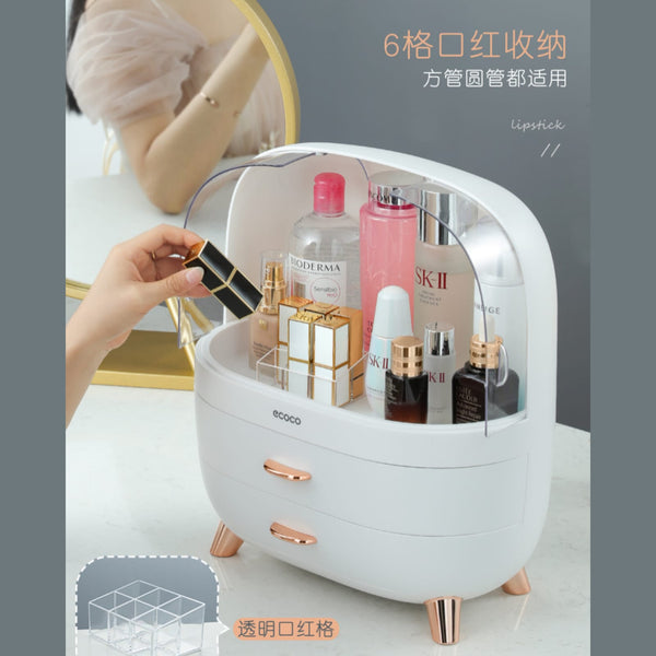 Premium Ecoco Dustproof Cosmetic Organizer Elegant Makeup Storage Box |