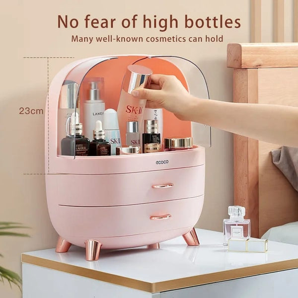 Premium Ecoco Dustproof Cosmetic Organizer Elegant Makeup Storage Box |