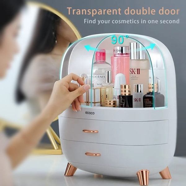Premium Ecoco Dustproof Cosmetic Organizer Elegant Makeup Storage Box |