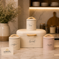 Premium Tea, Coffee, Sugar & Bread Storage Set Wooden Handle Kitchen Canisters