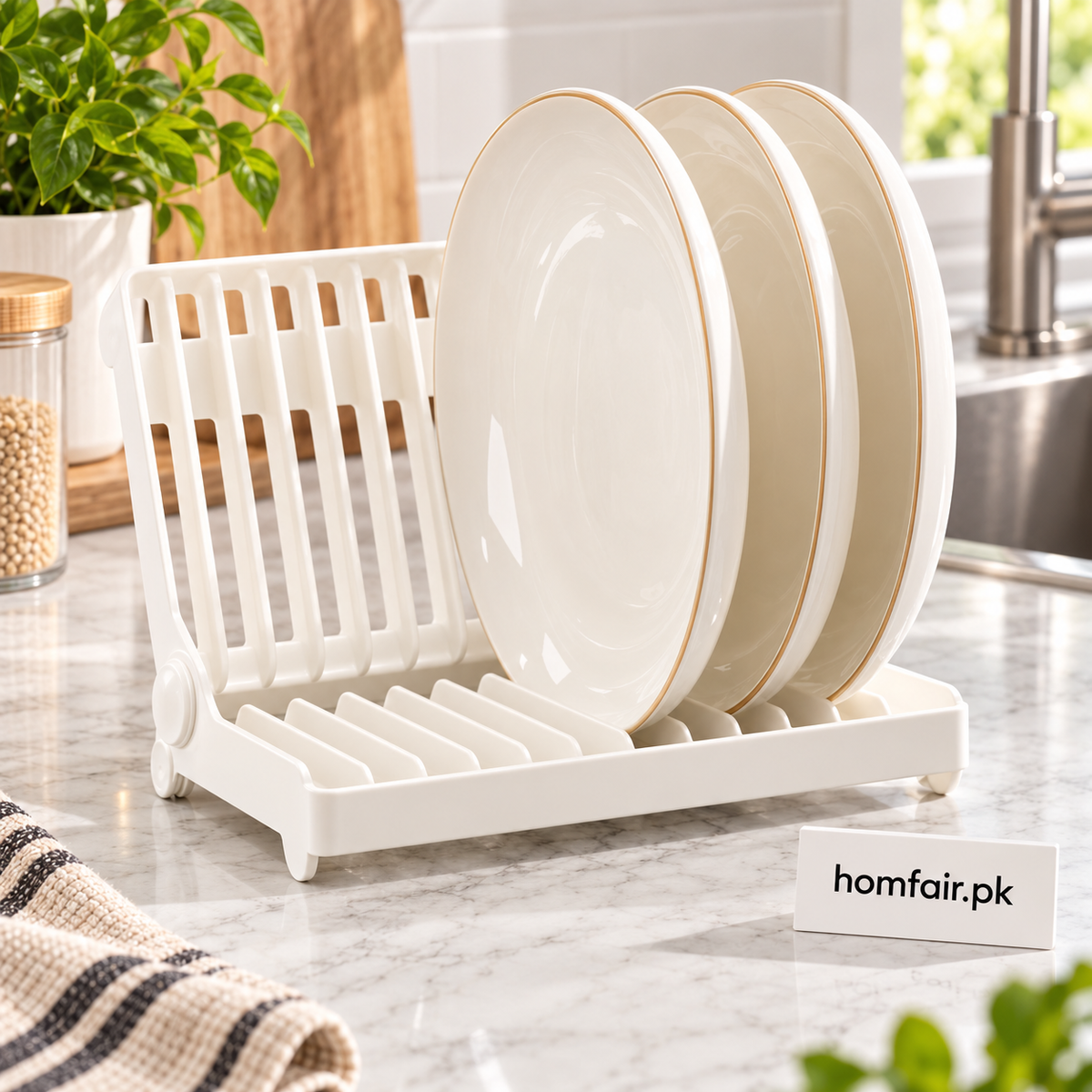 Innovative Foldable Dish Plate Drying Rack for Kitchen Countertops