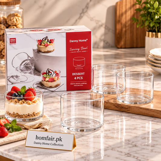 Danny Home Premium Dessert Glass Cups – 4-Piece Set, 200ml Elegant Serving Collection for Sweets