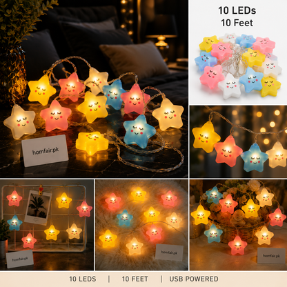 10 LED Star Fairy String Lights 10ft USB Decorative Lights