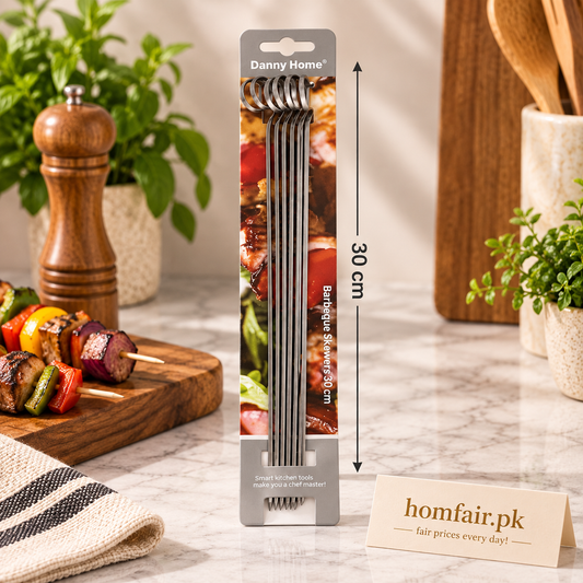 Danny Home Premium 6-Piece Skewer Set – 30cm Stainless Steel BBQ, Grill & Food Preparation Accessories