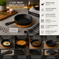 Danny Home Cast Iron Round Skillet with Bamboo Serving Base - 15.5 × 3 cm